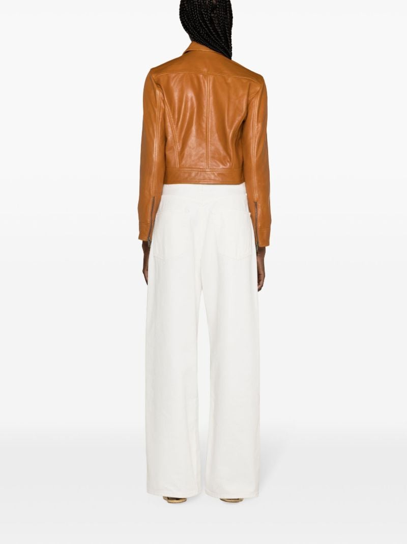 Brown Cropped Leather Jacket