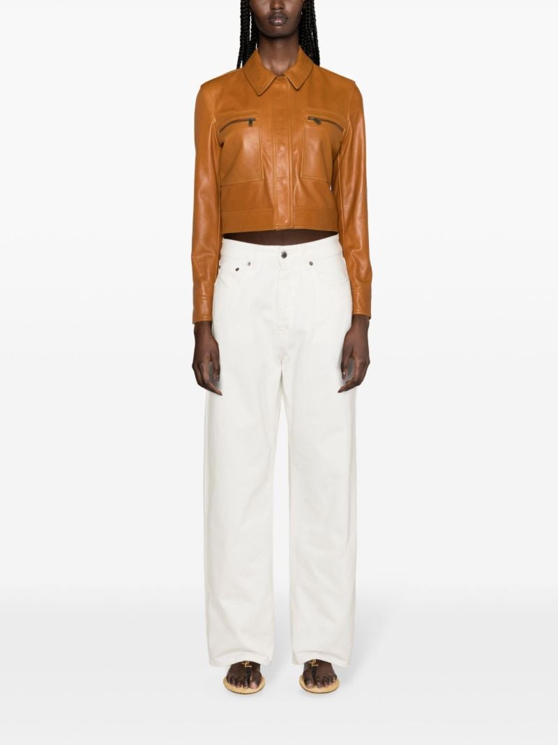 Brown Cropped Leather Jacket
