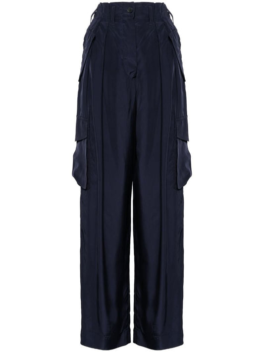 Blue Wide-leg Cargo Trousers