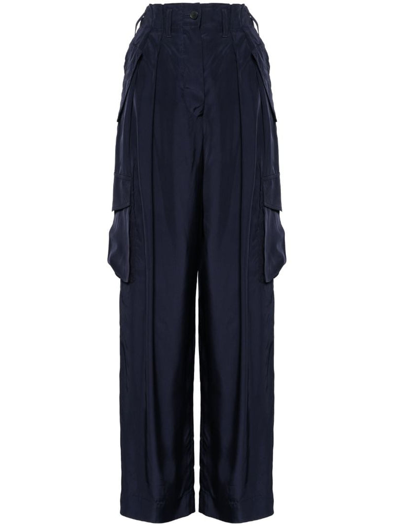 Blue Wide-leg Cargo Trousers
