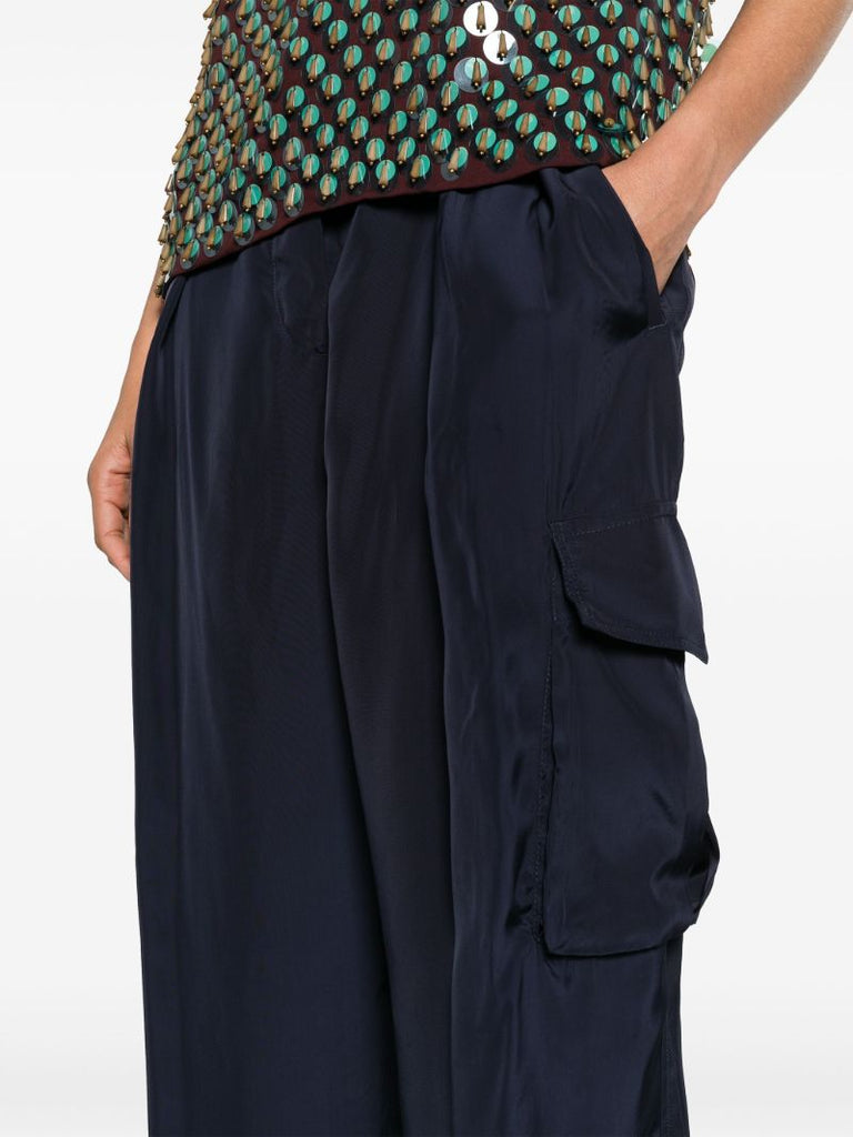 Blue Wide-leg Cargo Trousers