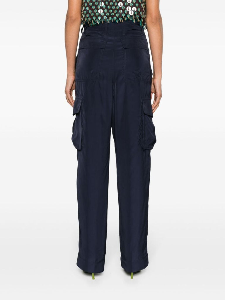 Blue Wide-leg Cargo Trousers