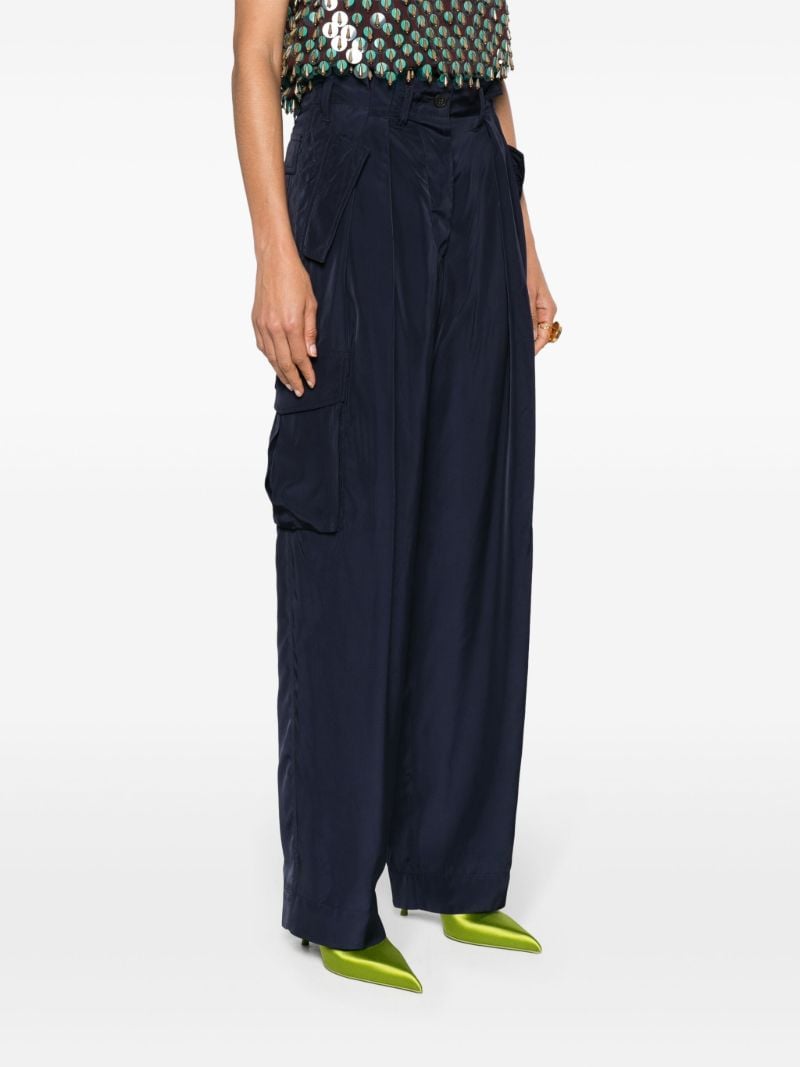 Blue Wide-leg Cargo Trousers