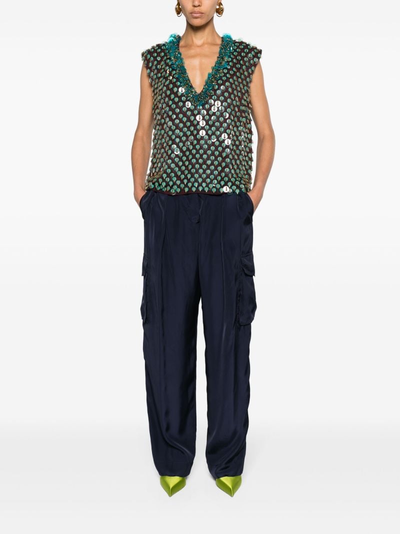 Blue Wide-leg Cargo Trousers