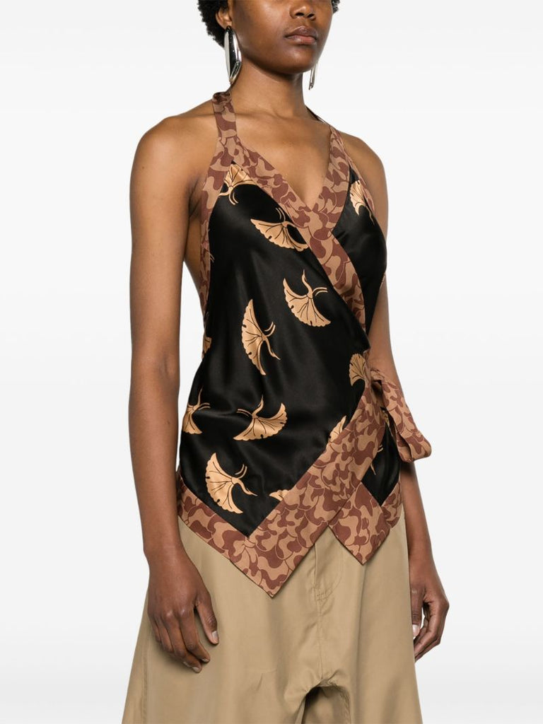 Black Wraparound Halterneck Top