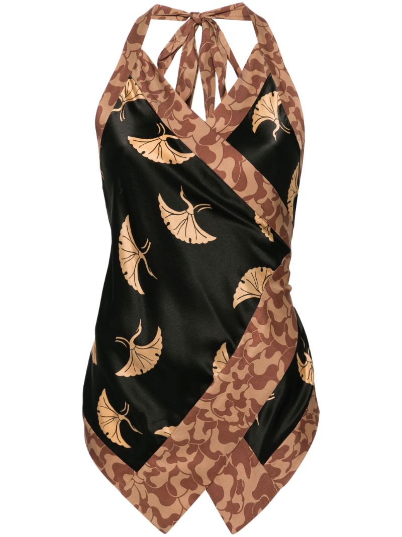 Black Wraparound Halterneck Top