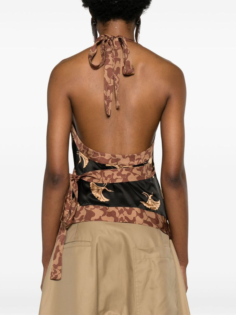 Black Wraparound Halterneck Top