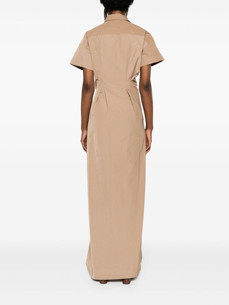 Neutral Lace-up Maxi Shirt Dress