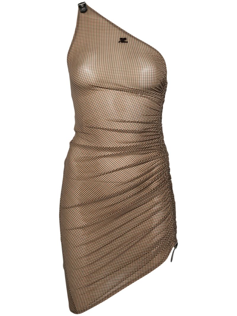 Brown Draped One Shoulder Dress