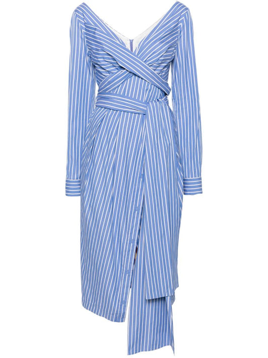 Blue Striped Wrap Dress