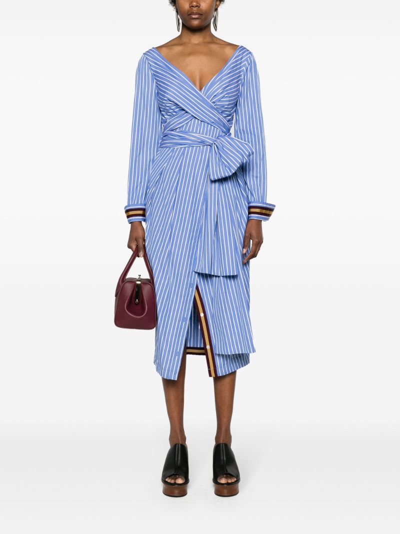 Blue Striped Wrap Dress