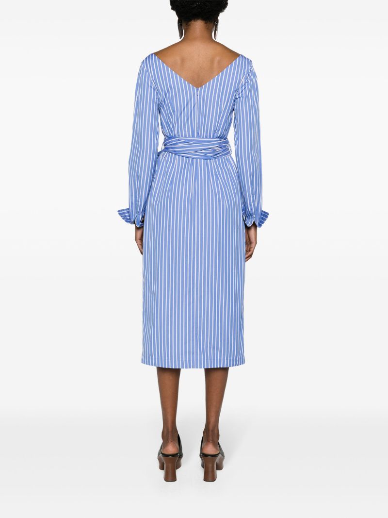 Blue Striped Wrap Dress