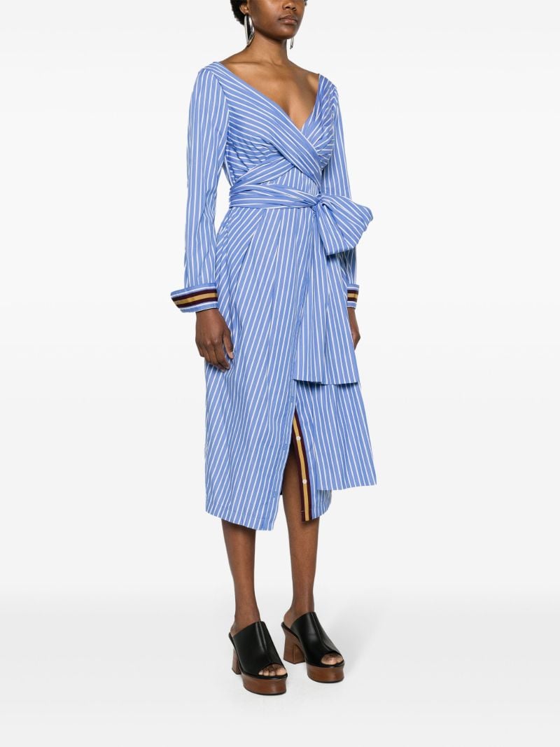 Blue Striped Wrap Dress