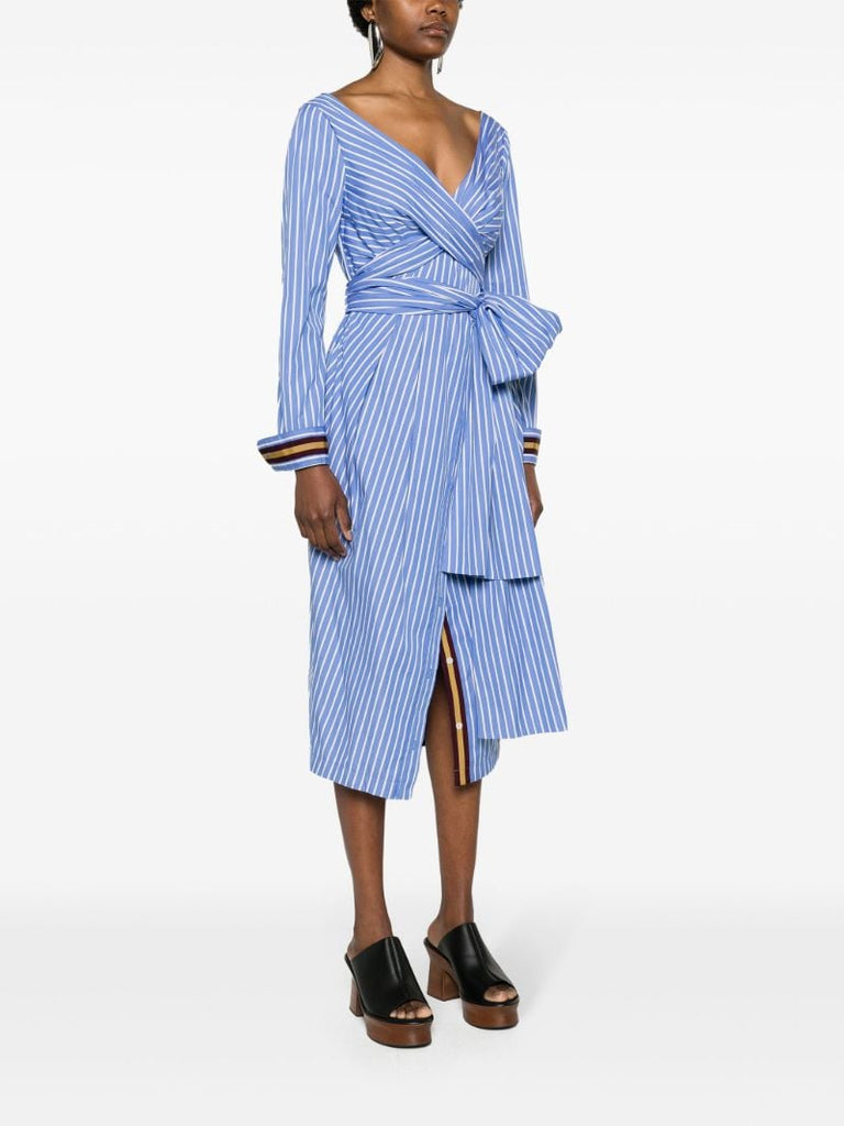 Blue Striped Wrap Dress