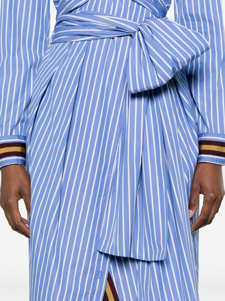 Blue Striped Wrap Dress