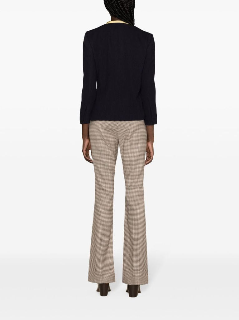 Blue Double-breasted Contrasting Blazer