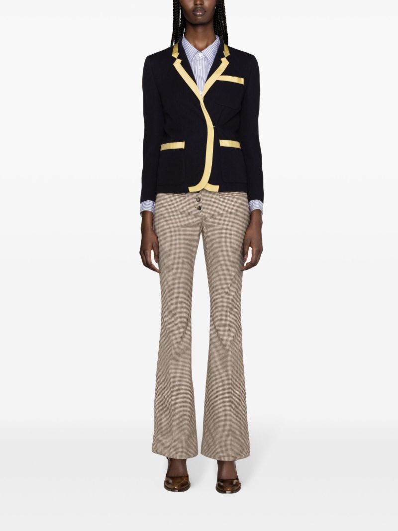 Blue Double-breasted Contrasting Blazer