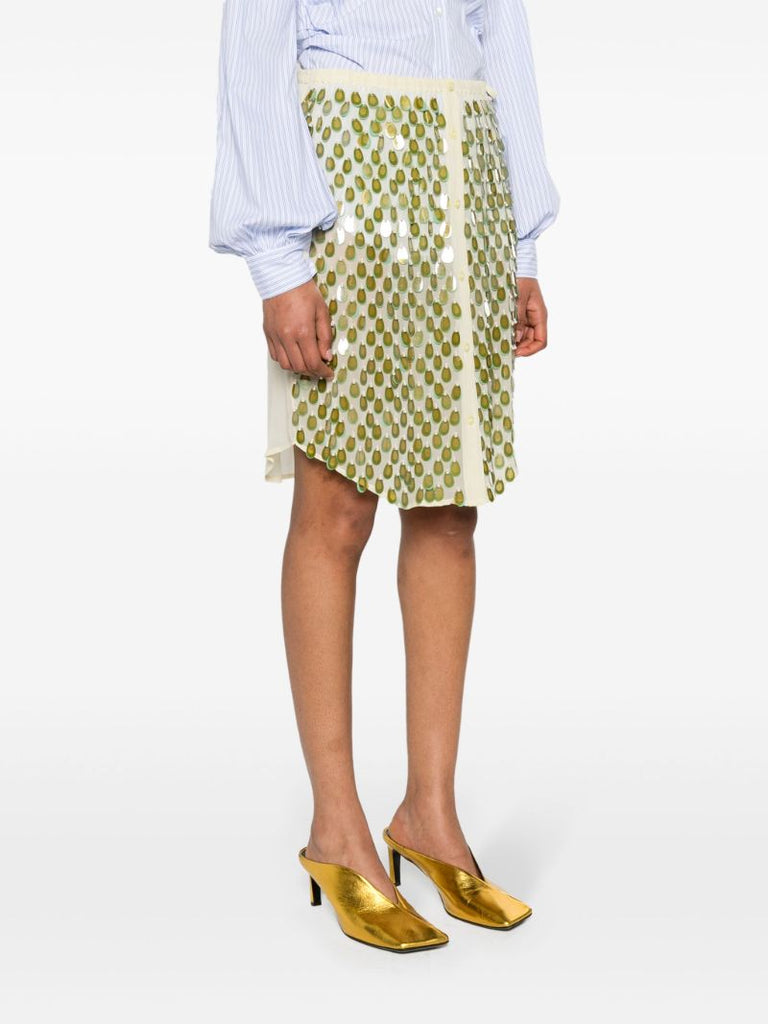 Yellow Embellished Midi Skirt