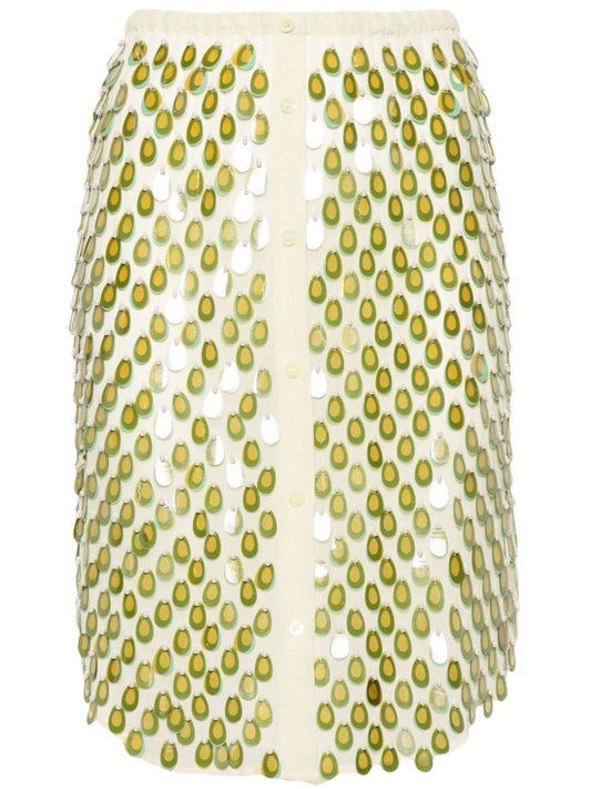 Yellow Embellished Midi Skirt