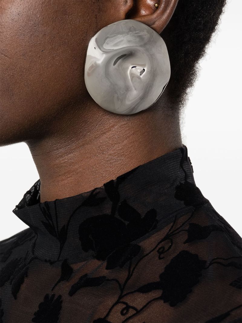 Silver-tone Beam Polished Circular Earrings