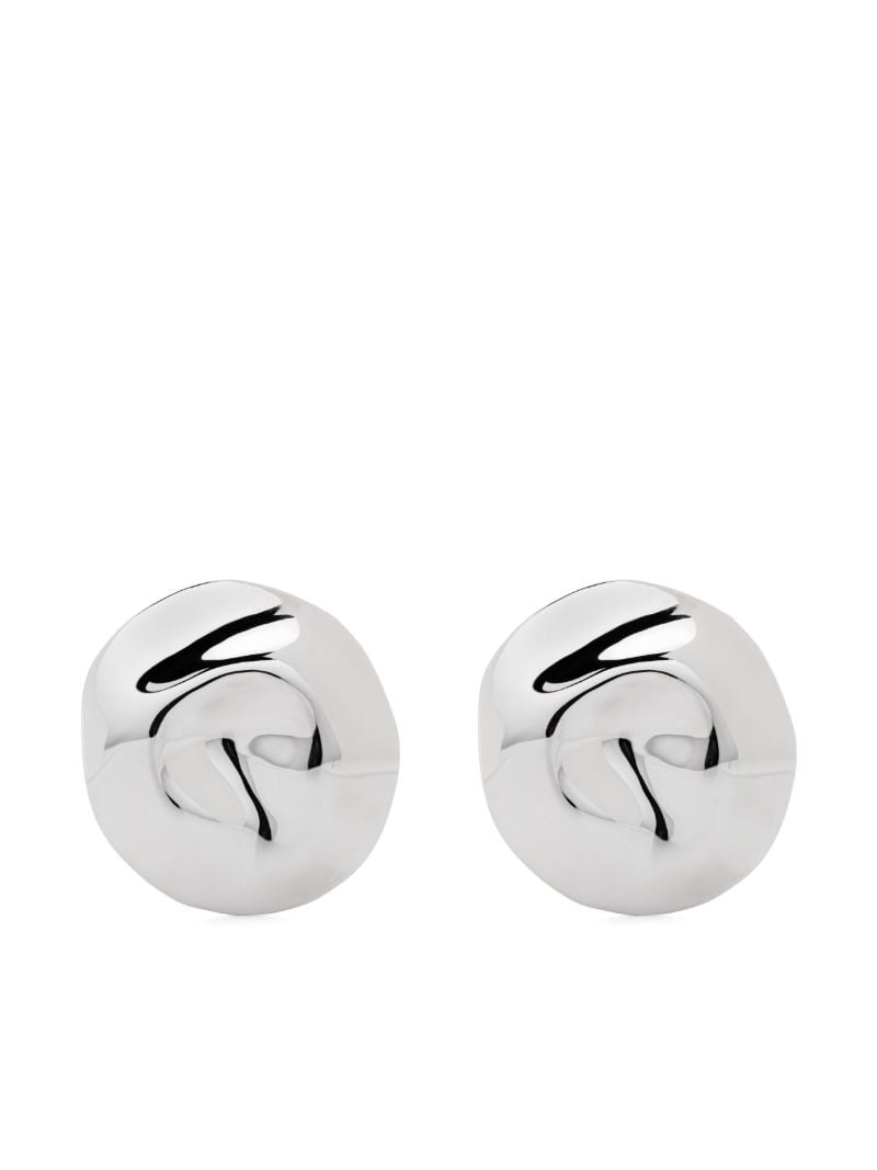 Silver-tone Beam Polished Circular Earrings