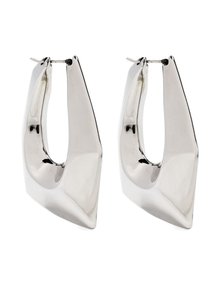 Silver-tone Modernist Geometric Hoop Earrings