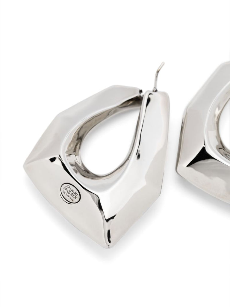 Silver-tone Modernist Geometric Hoop Earrings