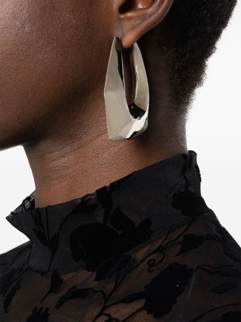 Silver-tone Modernist Geometric Hoop Earrings