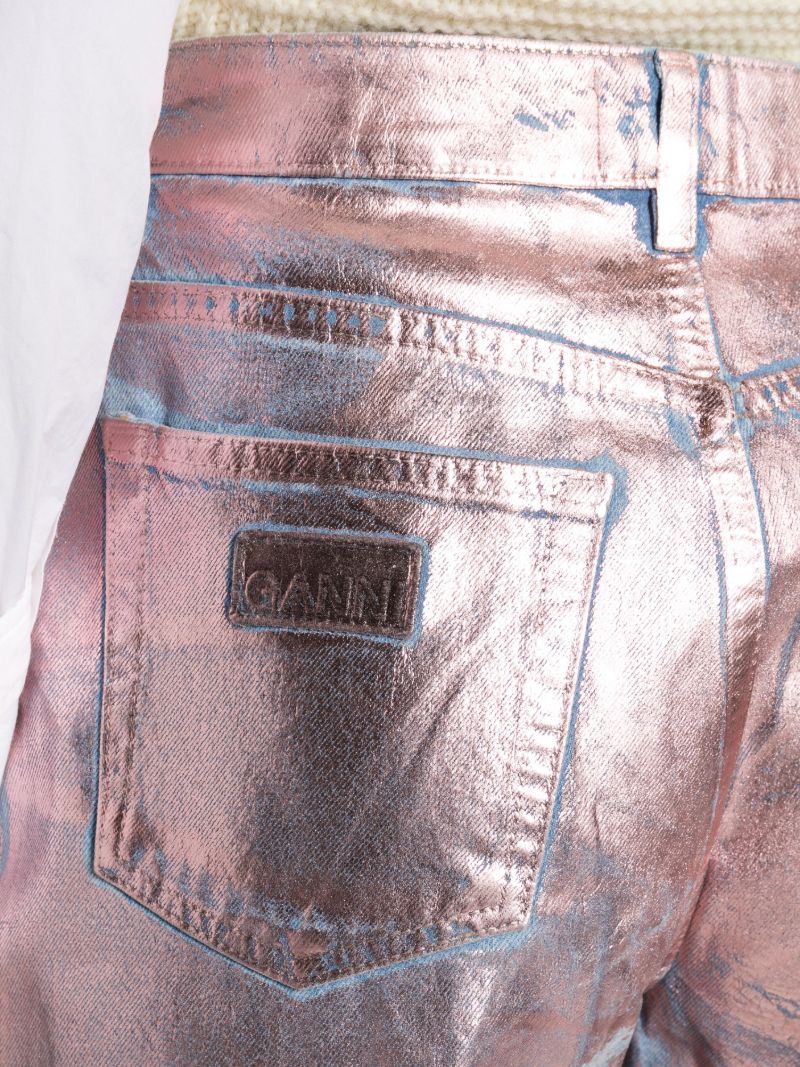 Pink Foil Tapered Jeans