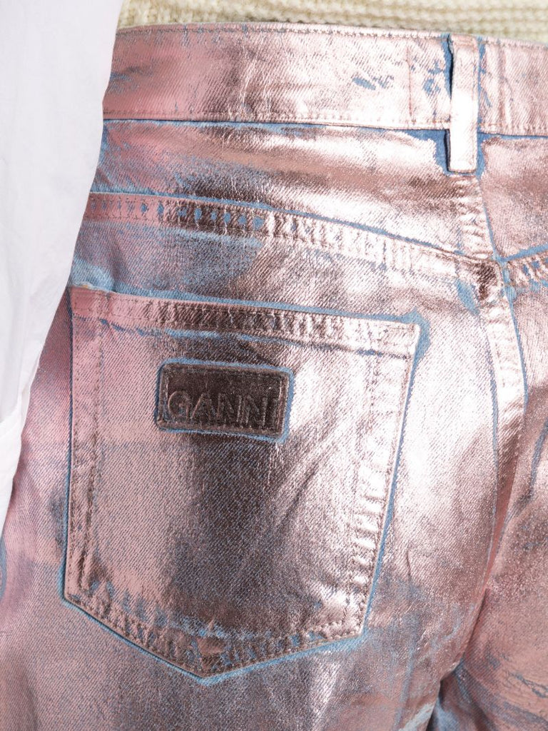 Pink Foil Tapered Jeans