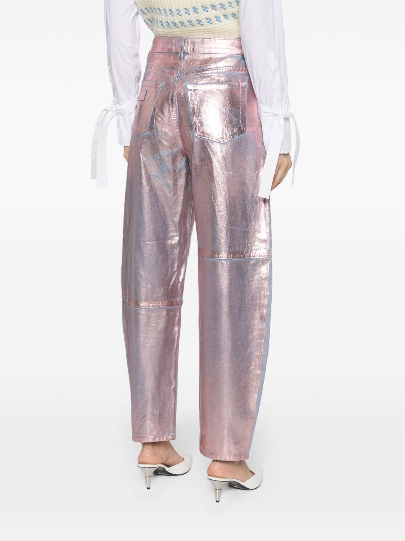 Pink Foil Tapered Jeans