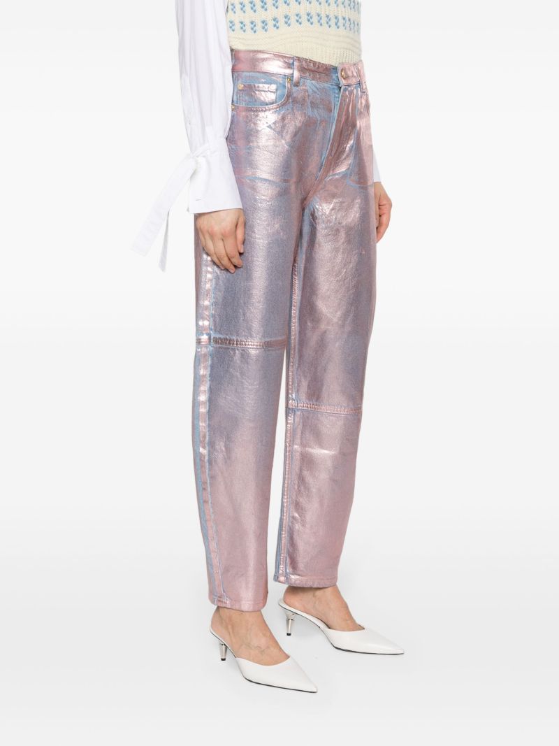 Pink Foil Tapered Jeans