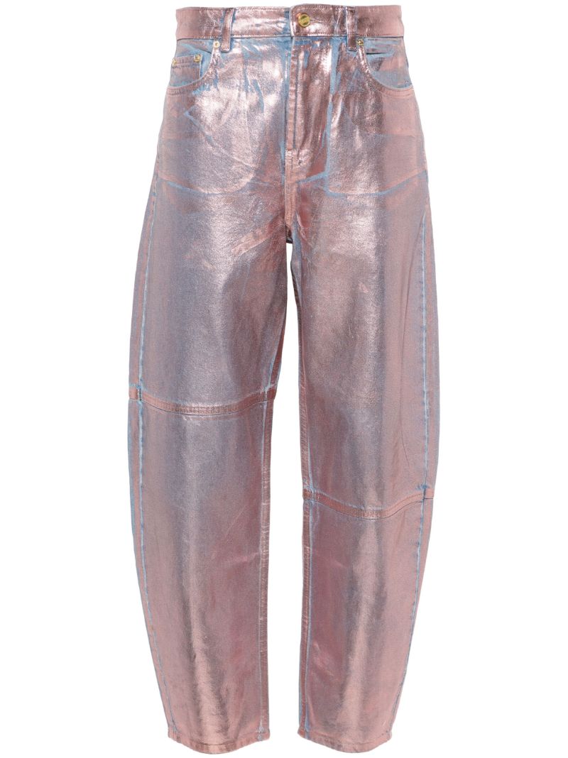 Pink Foil Tapered Jeans