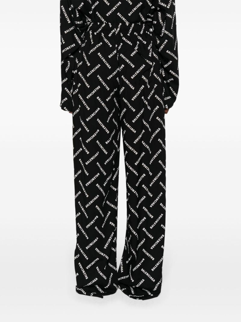 Black Logo-print Wide-leg Trousers