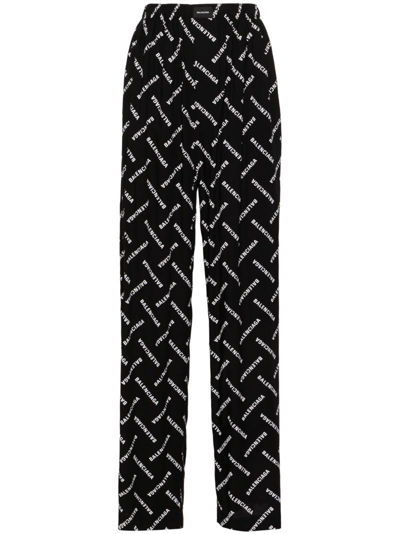 Black Logo-print Wide-leg Trousers