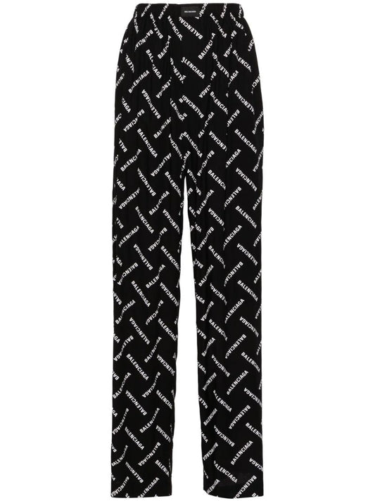 Black Logo-print Wide-leg Trousers