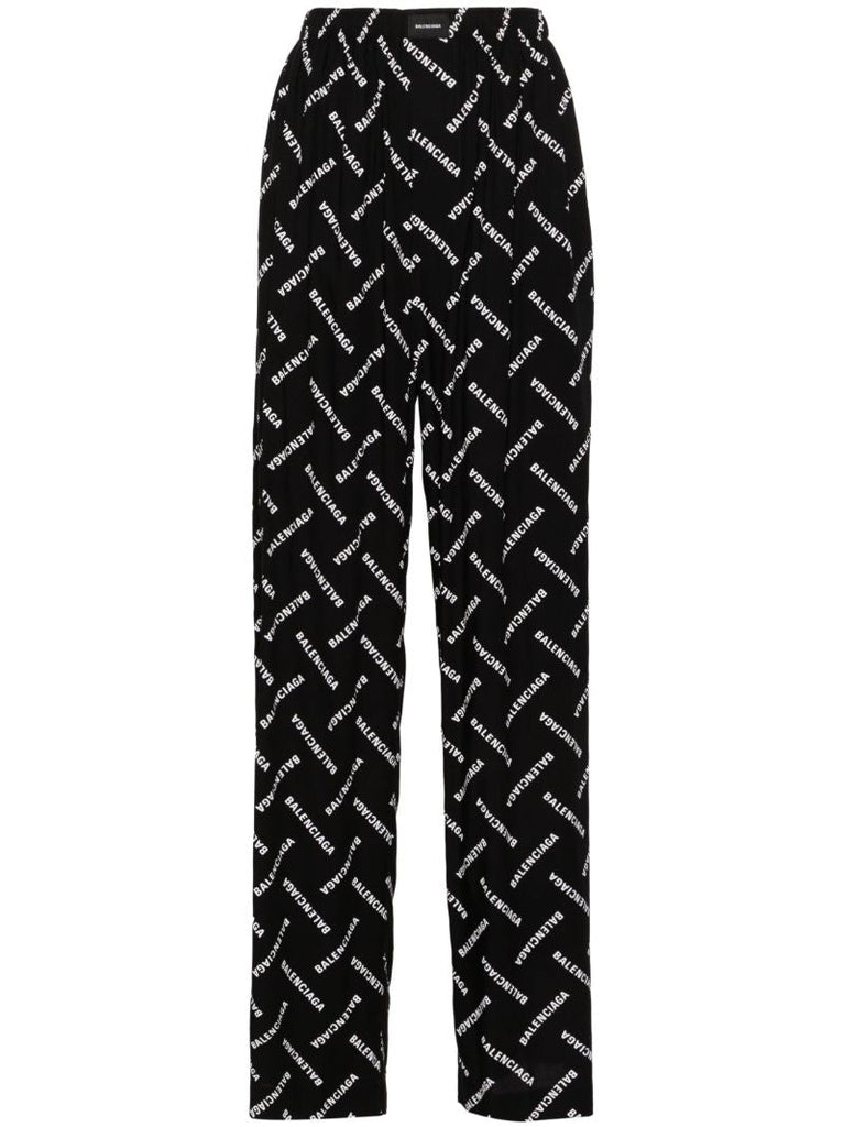 Black Logo-print Wide-leg Trousers