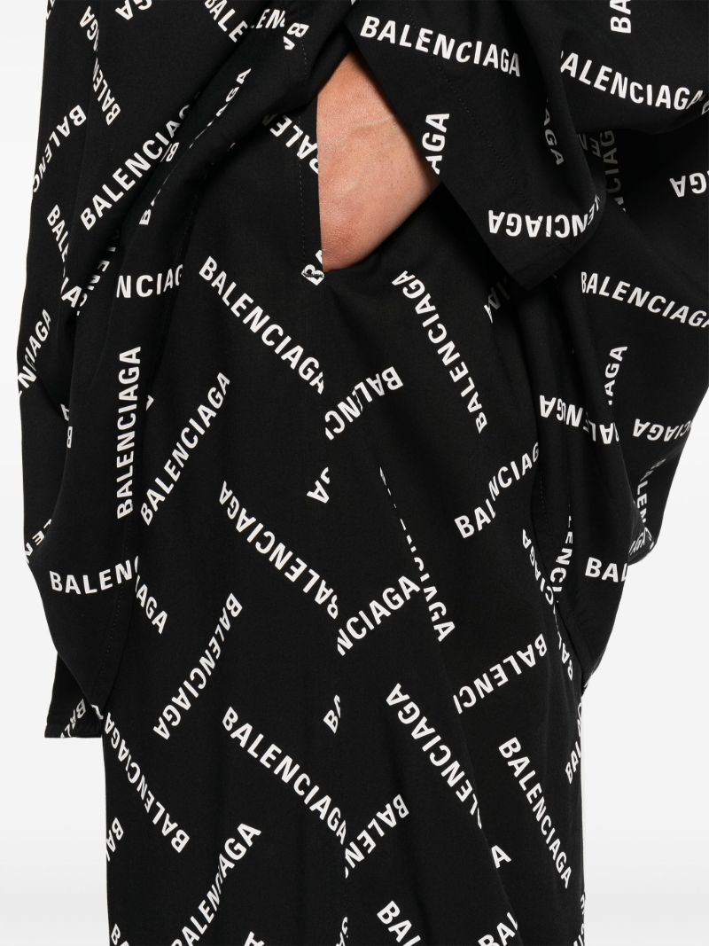 Black Logo-print Wide-leg Trousers