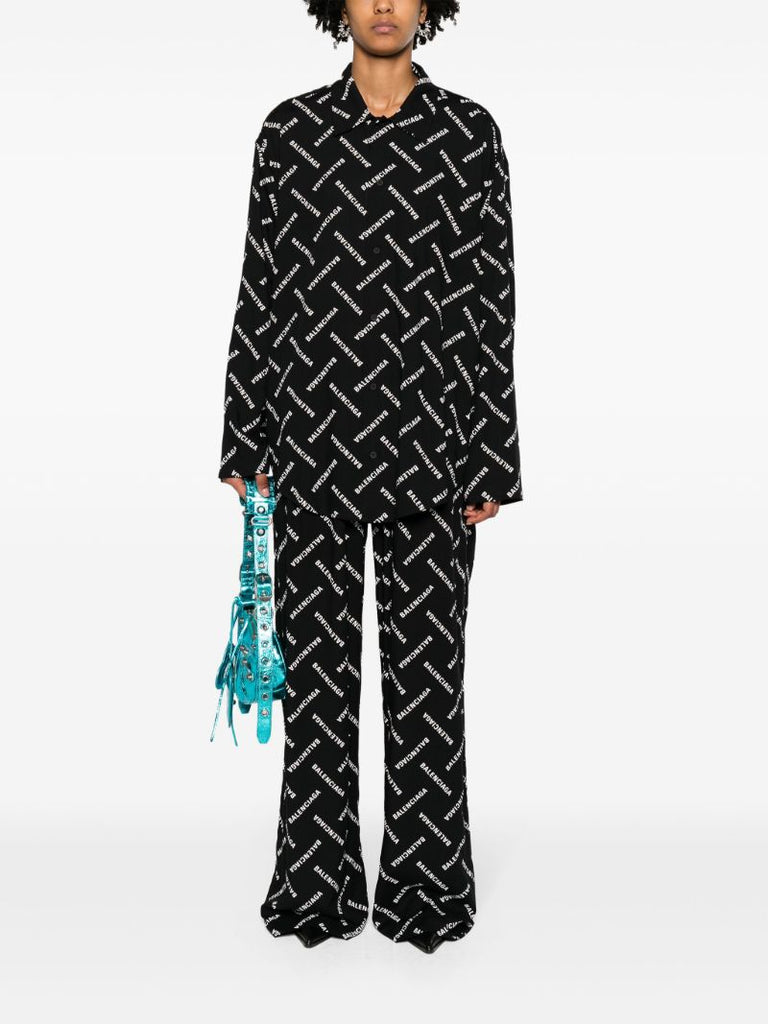 Black Logo-print Wide-leg Trousers