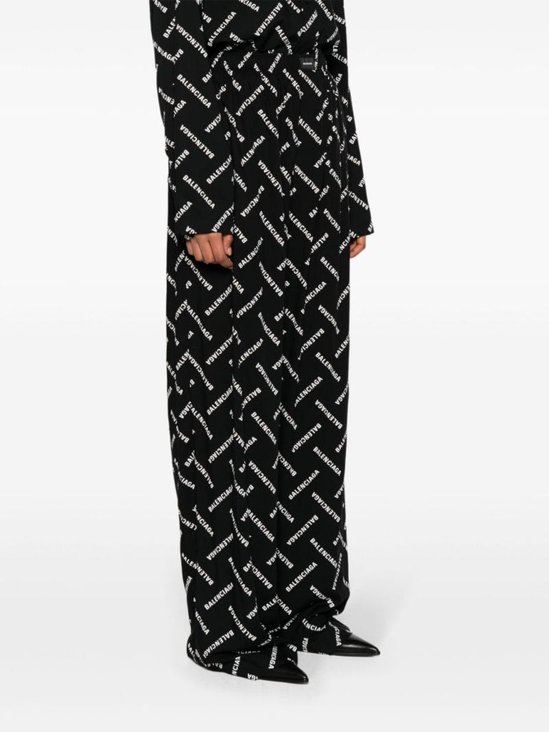 Black Logo-print Wide-leg Trousers