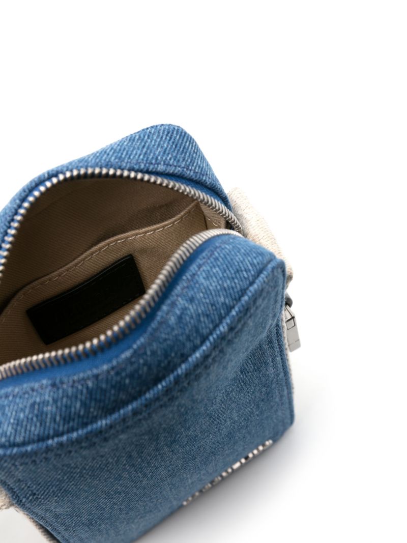Blue La Cuerda Vertical Denim Cross Body Bag