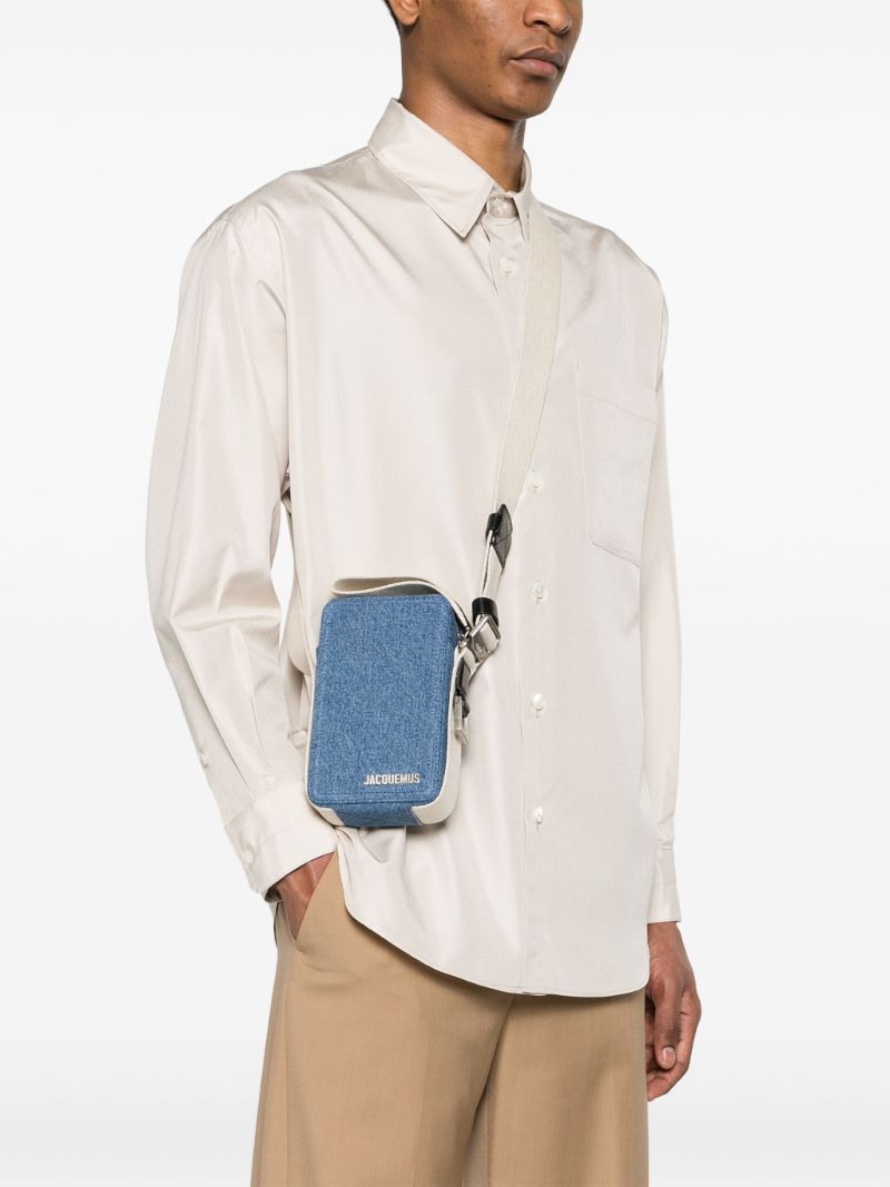 Blue La Cuerda Vertical Denim Cross Body Bag
