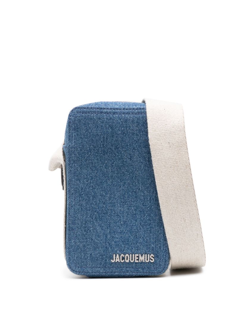 Blue La Cuerda Vertical Denim Cross Body Bag
