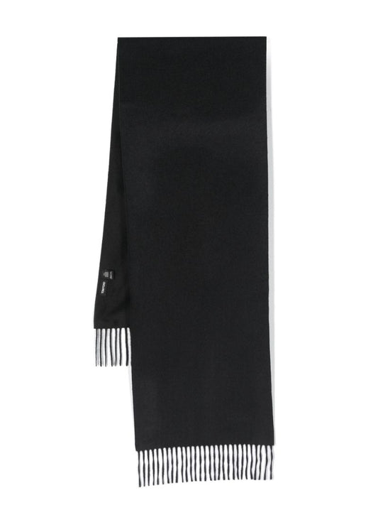 Blue Fringed Cashmere Scarf