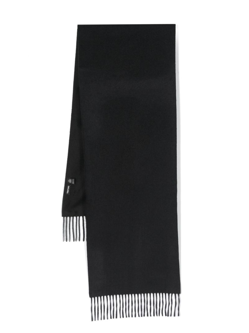 Blue Fringed Cashmere Scarf