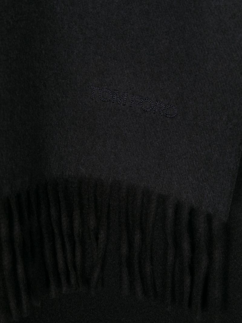 Blue Fringed Cashmere Scarf