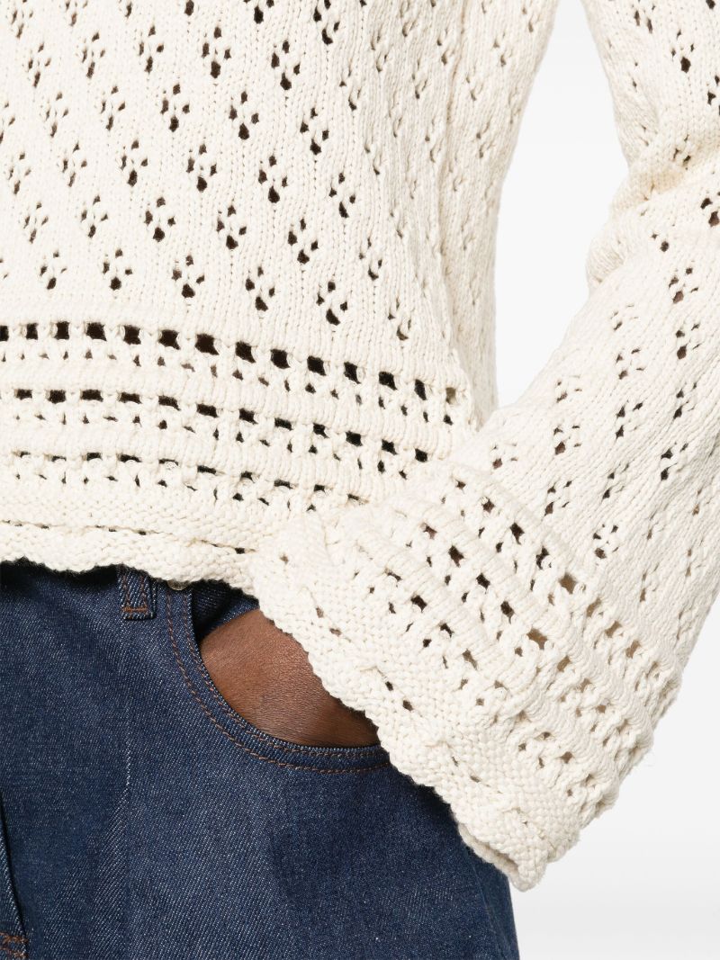 Neutral Crochet-knit Sweater