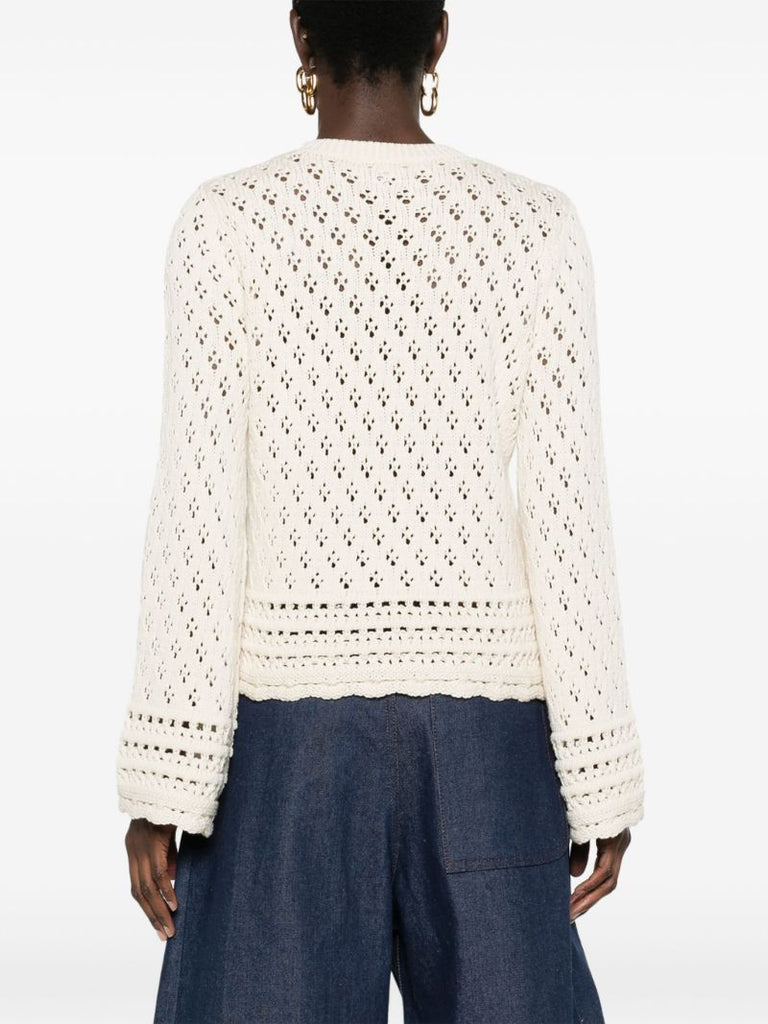 Neutral Crochet-knit Sweater
