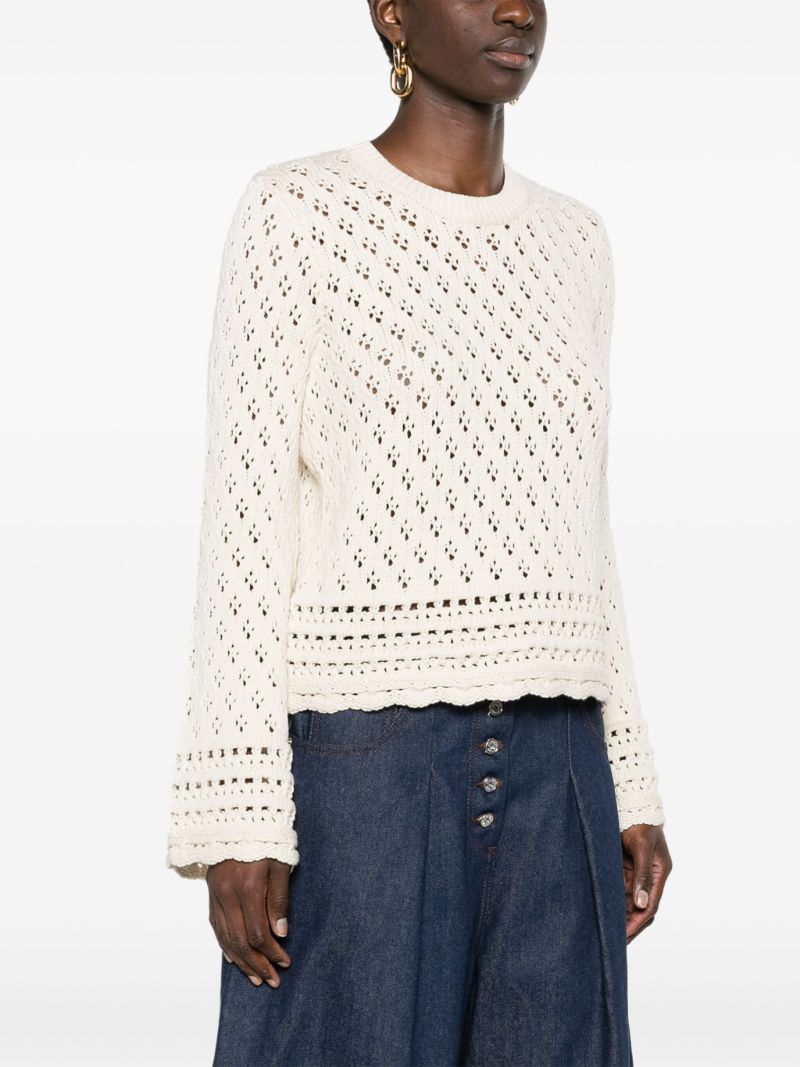 Neutral Crochet-knit Sweater