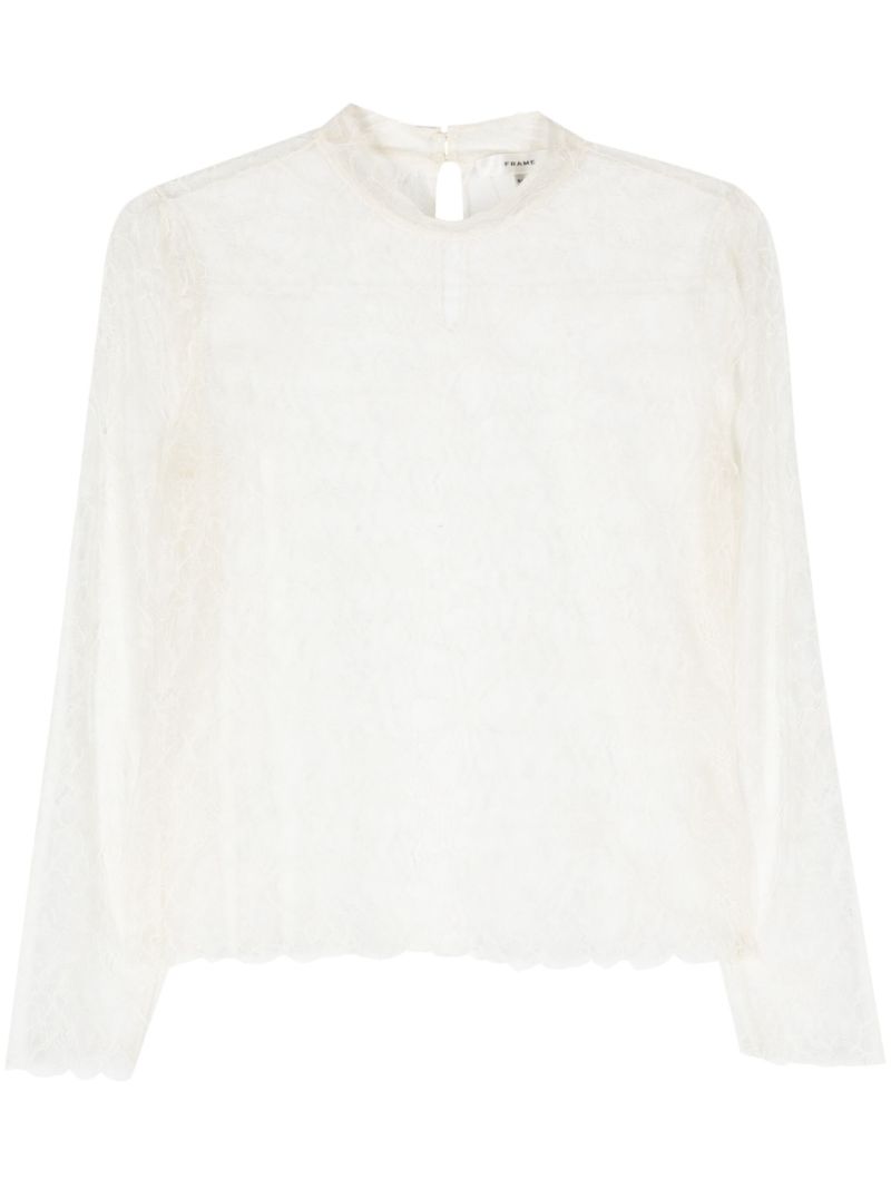Neutral Sheer Lace Blouse